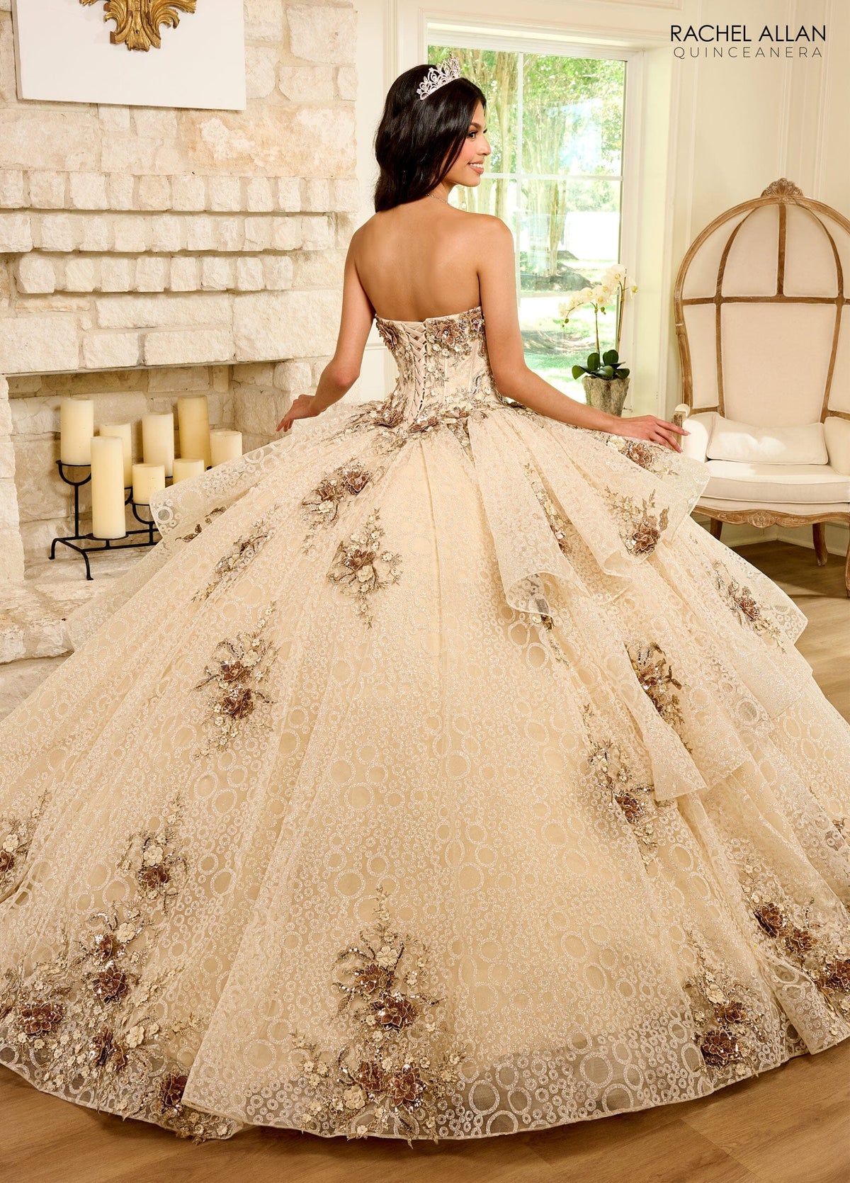 Rachel Allan RQ2191 Strapless Puff Sleeve Quinceanera Dress