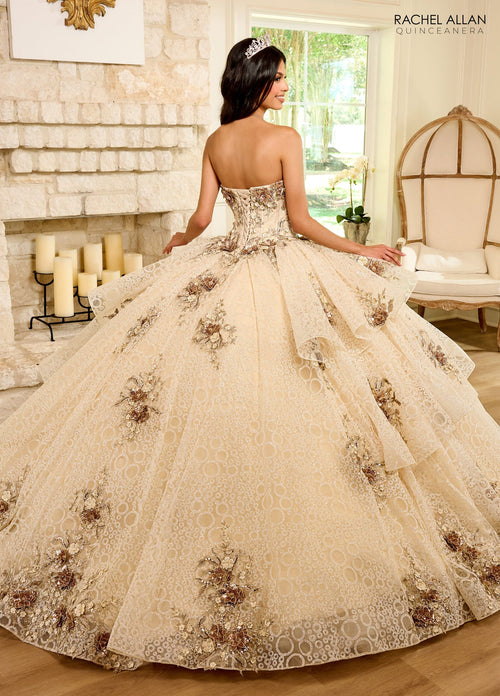 Rachel Allan RQ2191 Strapless Puff Sleeve Quinceanera Dress
