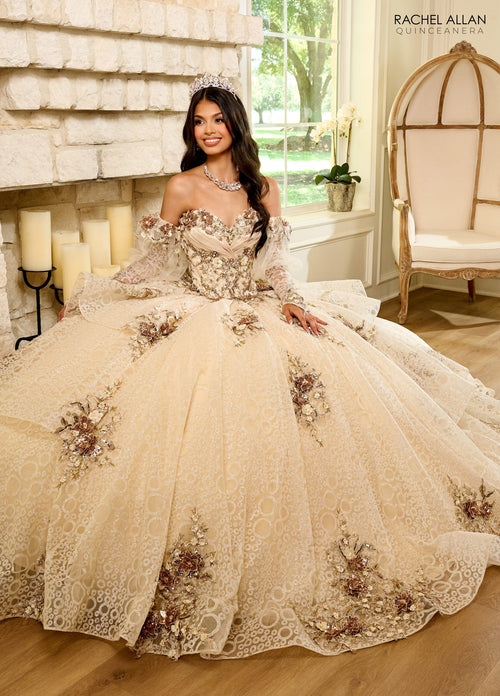 Rachel Allan RQ2191 Strapless Puff Sleeve Quinceanera Dress