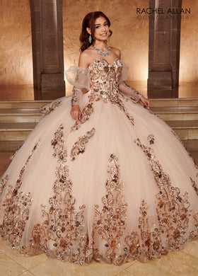 Rachel Allan RQ3102 Strapless Puff Sleeve Quinceanera Dress