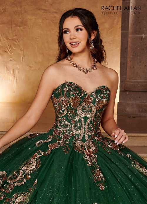Rachel Allan RQ3102 Strapless Puff Sleeve Quinceanera Dress