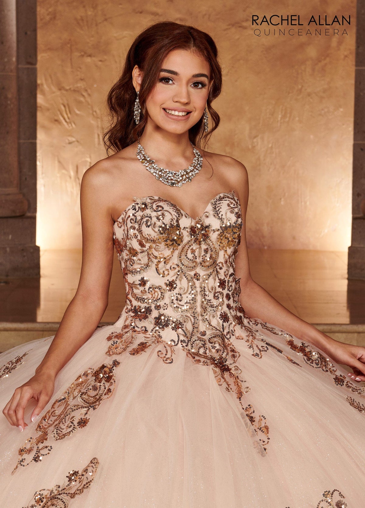 Rachel Allan RQ3102 Strapless Puff Sleeve Quinceanera Dress