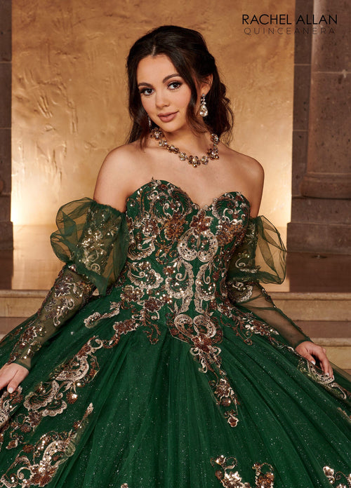 Rachel Allan RQ3102 Strapless Puff Sleeve Quinceanera Dress