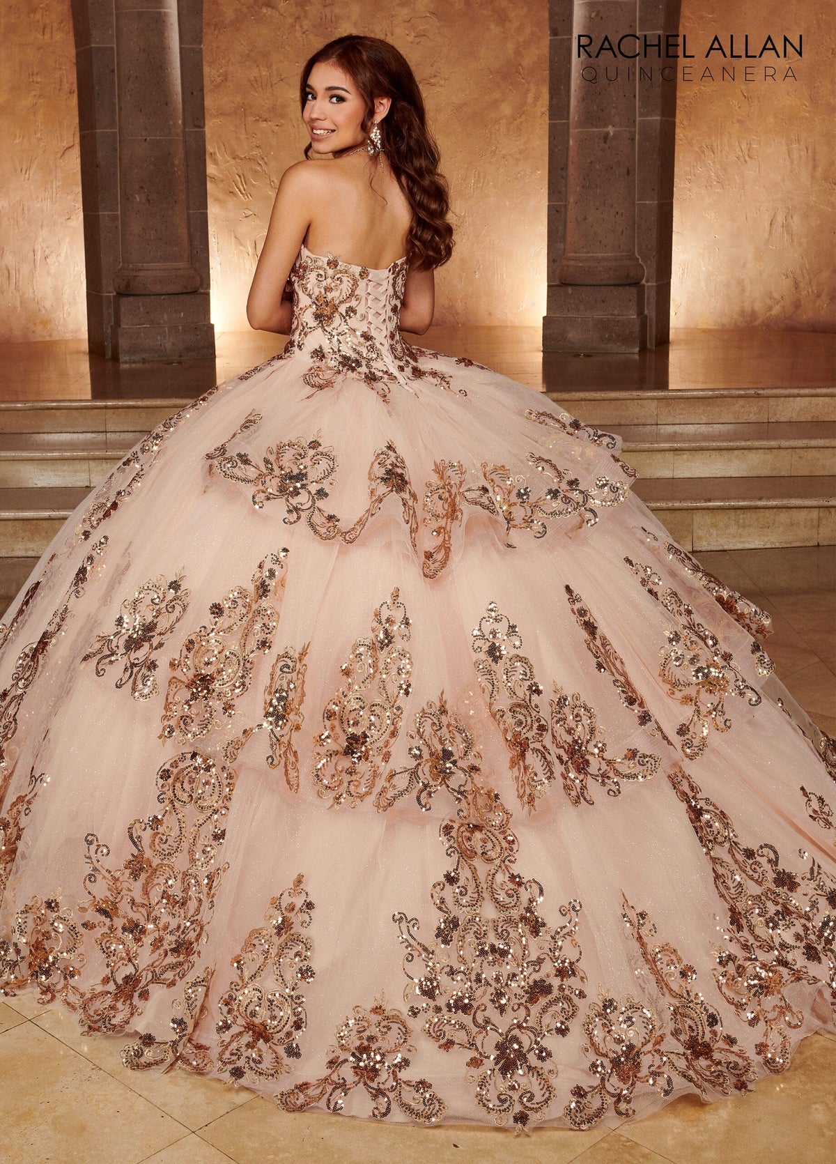 Rachel Allan RQ3102 Strapless Puff Sleeve Quinceanera Dress