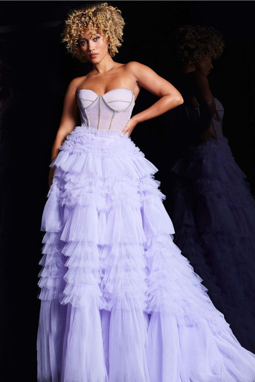 Strapless Ruffled A-line Gown by Jovani 38539 - Long Formal Dresses