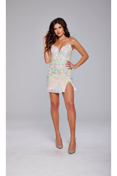 Strapless Sequin-Print Hoco Dress: Jovani 400003 - Apparel & Accessories > Clothing > Dresses