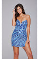 Strapless Sequin-Print Hoco Dress: Jovani 400003 - Blue/Multi / 00 - Apparel & Accessories > Clothing > Dresses