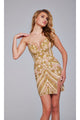 Strapless Sequin-Print Hoco Dress: Jovani 400003 - Gold / 00 - Apparel & Accessories > Clothing > Dresses