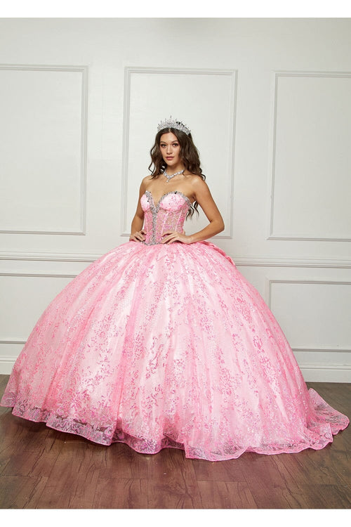Strapless Sheer Corset Ball Gown by Bella Princess PQ1058