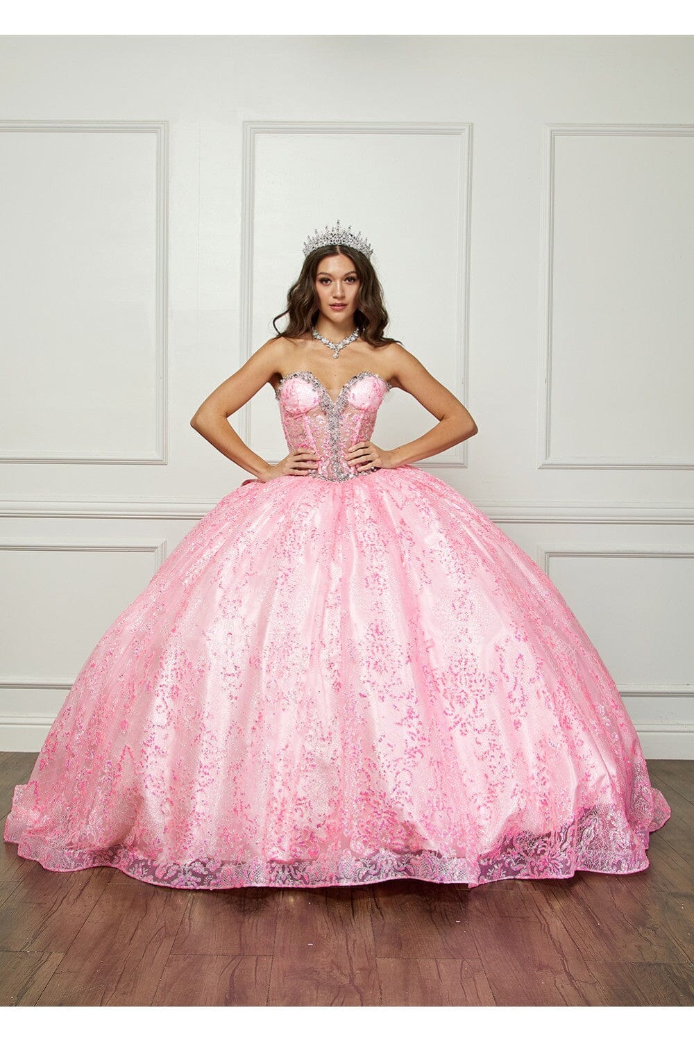 Strapless Sheer Corset Ball Gown by Bella Princess PQ1058