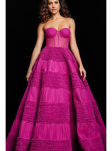 Strapless Sheer-Corset Jovani Ball Gown 37157