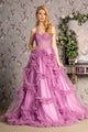 Strapless Sheer Corset Ruffled Gown by GLS Gloria GL3455 - XS / Light Purple - Long Formal Dresses