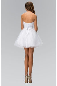 Strapless Short Dress with Jeweled Waistband by Elizabeth K GS1053 - Short Cocktail Dresses