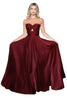 Strapless Sweetheart A-Line Dress 2025 Keyhole Satin Gown - BURGUNDY / 4 - Dress