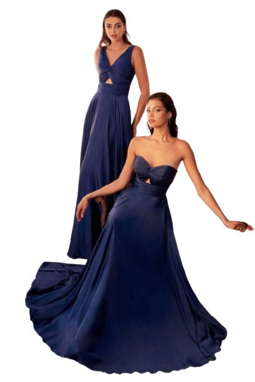 Strapless Sweetheart A-Line Dress 2025 Keyhole Satin Gown - NAVY / 4 - Dress