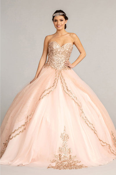 Strapless Sweetheart Ball Gown by Elizabeth K GL1973 - XS / Blush - Quinceanera Dresses