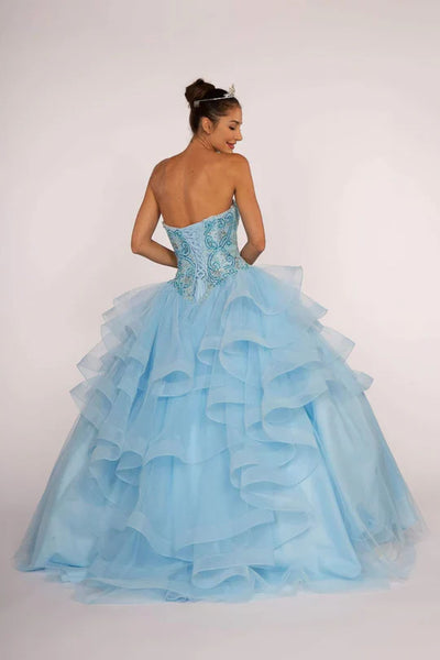 Strapless Sweetheart Ball Gown with Ruffled Skirt by Elizabeth K GL2515 - Quinceanera Dresses