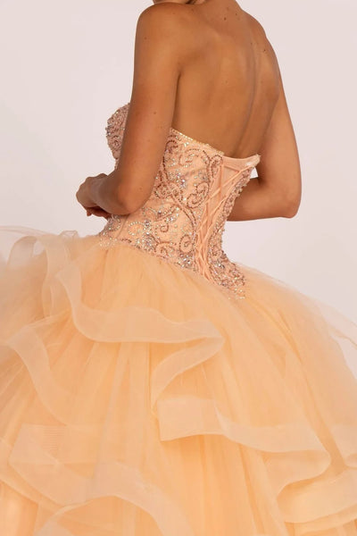 Strapless Sweetheart Ball Gown with Ruffled Skirt by Elizabeth K GL2515 - Quinceanera Dresses
