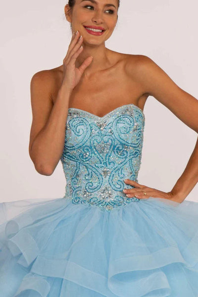 Strapless Sweetheart Ball Gown with Ruffled Skirt by Elizabeth K GL2515 - Quinceanera Dresses