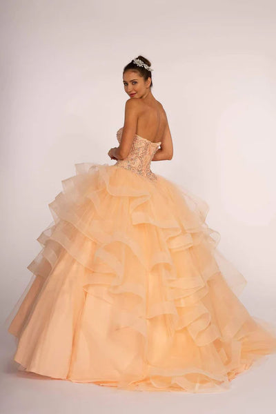 Strapless Sweetheart Ball Gown with Ruffled Skirt by Elizabeth K GL2515 - Quinceanera Dresses