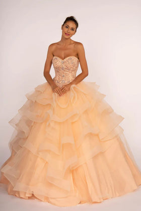 Strapless Ball Gown with Ruffled Skirt by Elizabeth KGL2515
