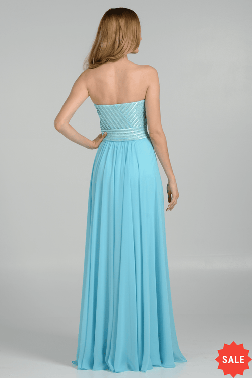 Poly USA Aqua Long Formal Dresses