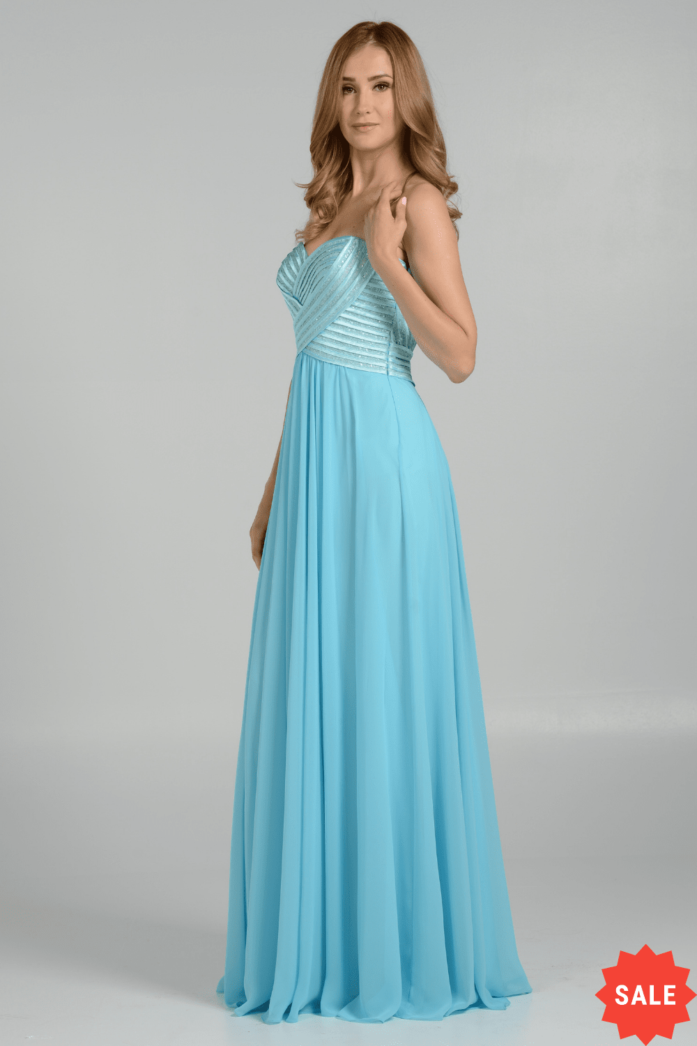 Poly USA Aqua Long Formal Dresses