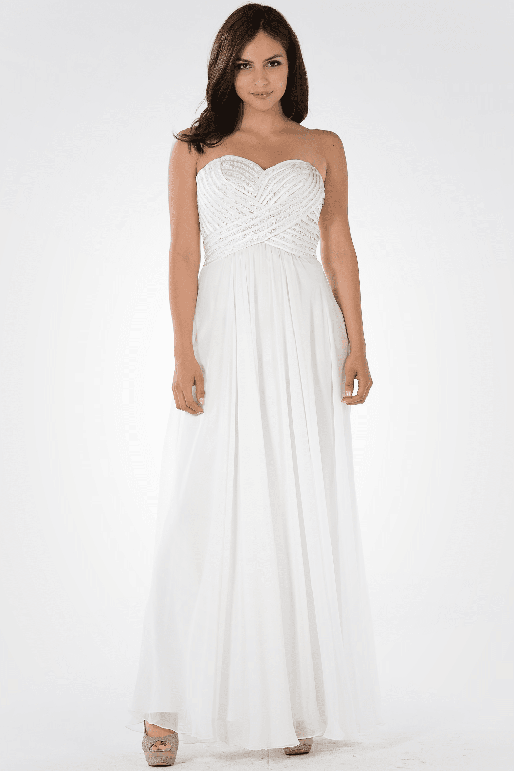 Poly USA Off White Long Formal Dresses