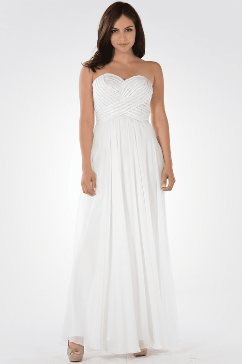 Poly USA Off White Long Formal Dresses