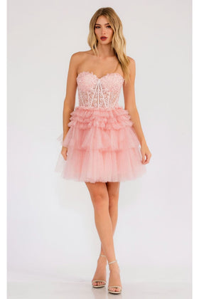 Valentine's Day Dress in Blush Cute Vday Outfit & Plus Size by JT918S