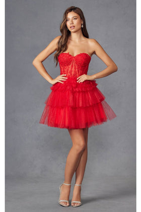 Red Graduation Dress | Commencement Ceremony Party Outfit by JT918S