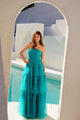 Strapless Tiered A-line Slit Gown by Juliet JT2542S - Long Formal Dresses