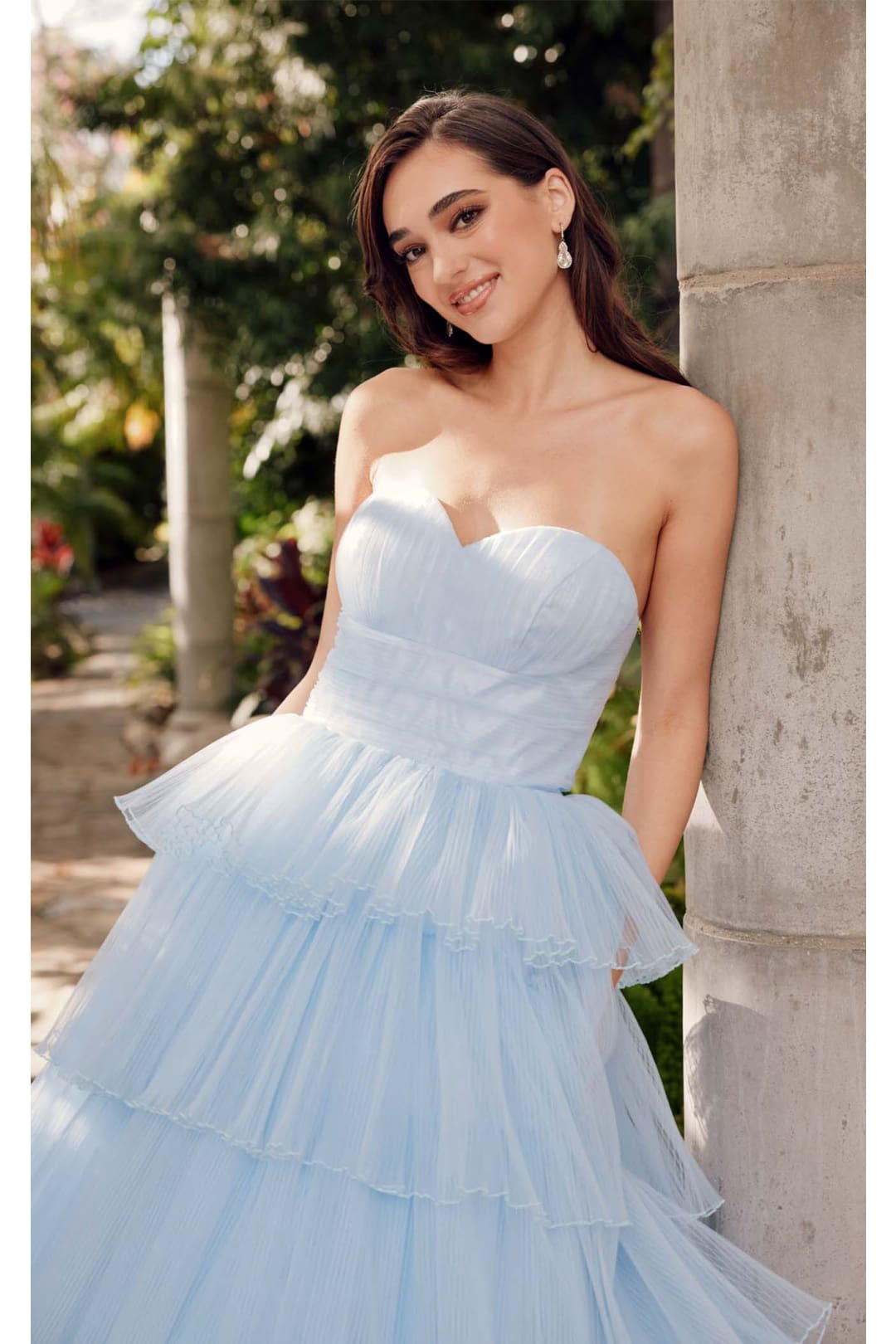 Strapless Tiered Ruffled A-Line Gown by Juliet JT2452K - Dress