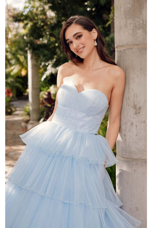 Strapless Tiered Ruffled A-Line Gown by Juliet JT2452K - Dress