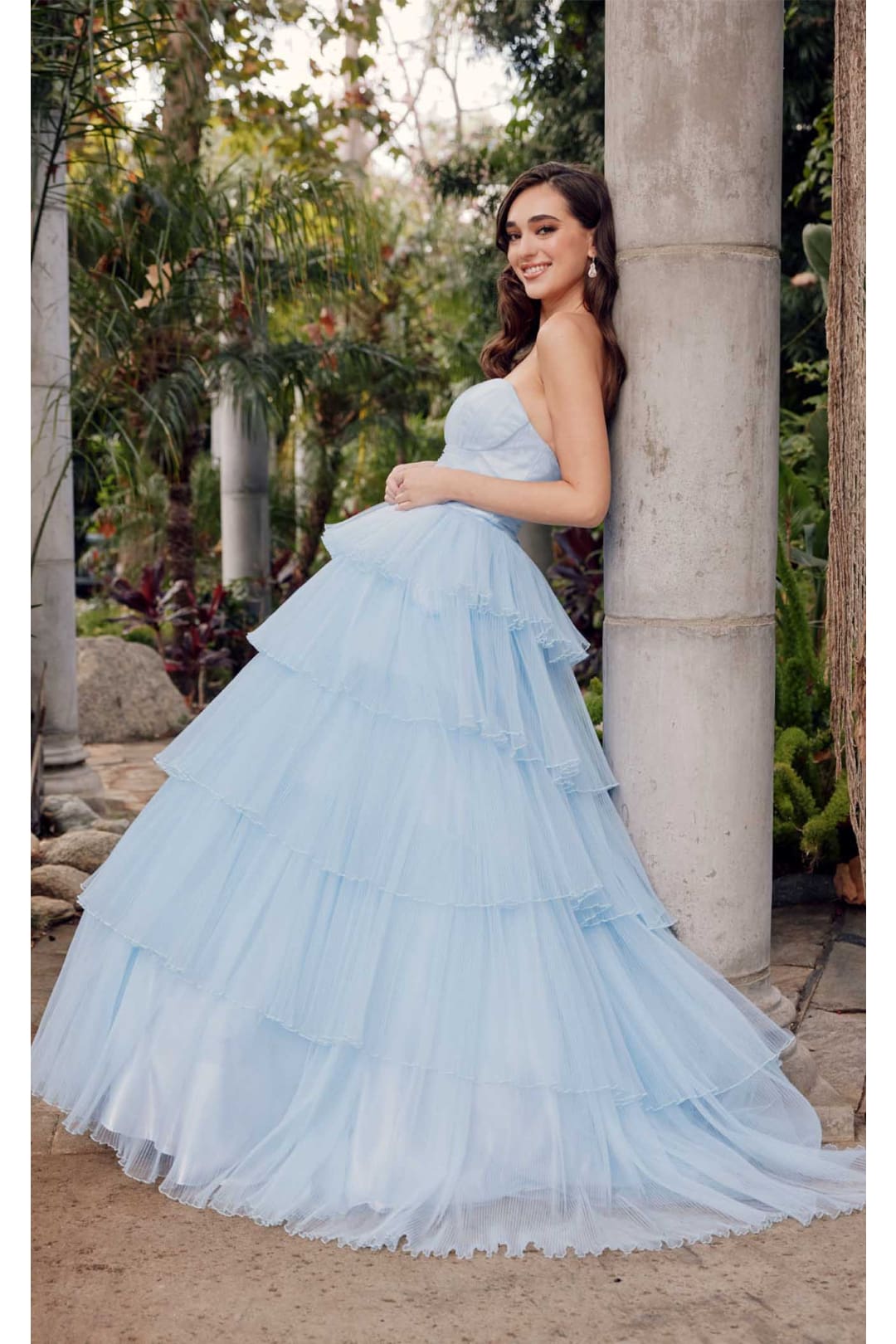 Strapless Tiered Ruffled A-Line Gown by Juliet JT2452K - Dress