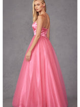 Strapless Tulle Gown with Lace-Up Detail by Juliet 265