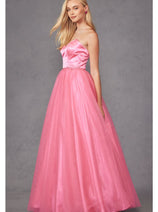 Strapless Tulle Gown with Lace-Up Detail by Juliet 265