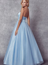 Strapless Tulle Gown with Lace-Up Detail by Juliet 265