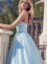 Strapless Tulle Gown with Lace-Up Detail by Juliet 265
