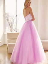Strapless Tulle Gown with Lace-Up Detail by Juliet 265