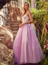 Strapless Tulle Gown with Lace-Up Detail by Juliet 265