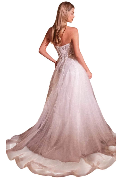 Strapless V-Neck Bridal Dress 2025 Elegant Satin Wedding Gown - Prom
