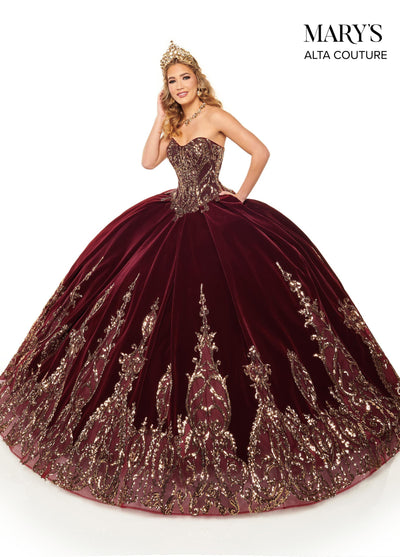 Alta Couture MQ3051 Strapless Velvet Quinceanera Dress