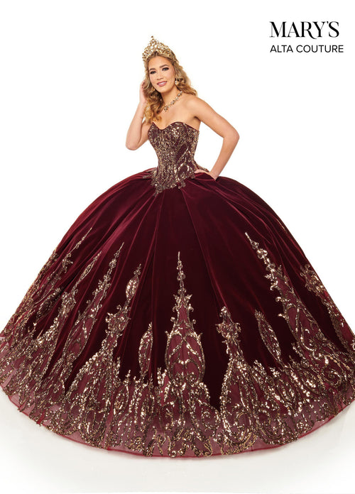 Alta Couture MQ3051 Strapless Velvet Quinceanera Dress