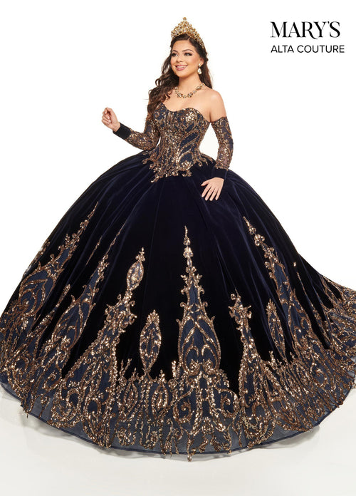 Alta Couture MQ3051 Strapless Velvet Quinceanera Dress