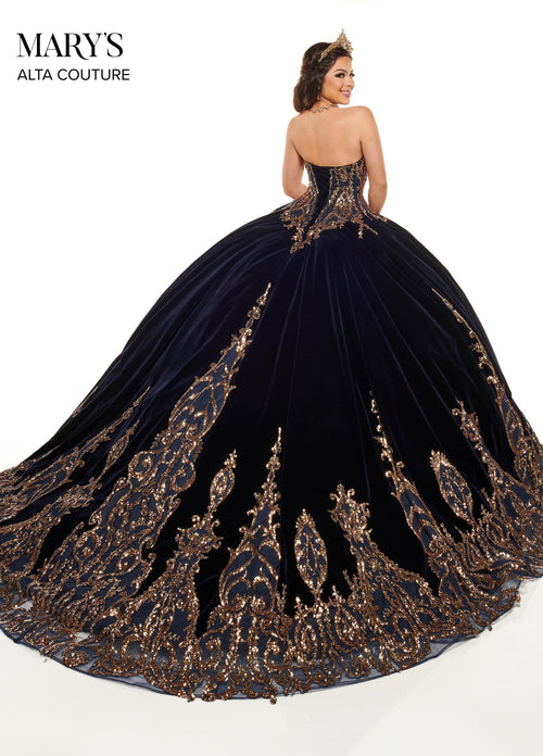 Alta Couture MQ3051 Strapless Velvet Quinceanera Dress