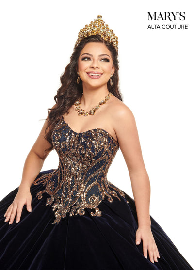 Alta Couture MQ3051 Strapless Velvet Quinceanera Dress