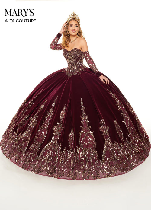 Alta Couture MQ3051 Strapless Velvet Quinceanera Dress