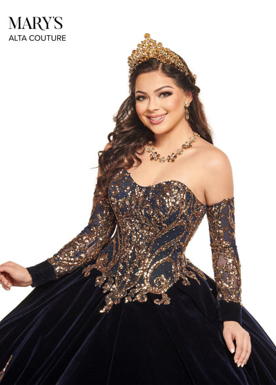 Alta Couture MQ3051 Strapless Velvet Quinceanera Dress