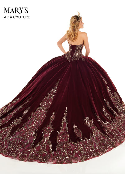 Alta Couture MQ3051 Strapless Velvet Quinceanera Dress